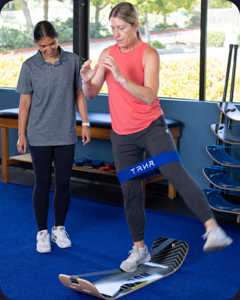 Instructor demonstrating balance training
