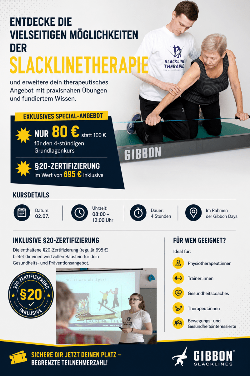 Slacklinetherapie Grundlagenkurs – Special Angebot bei den Gibbon Days - shop_name balancetraining