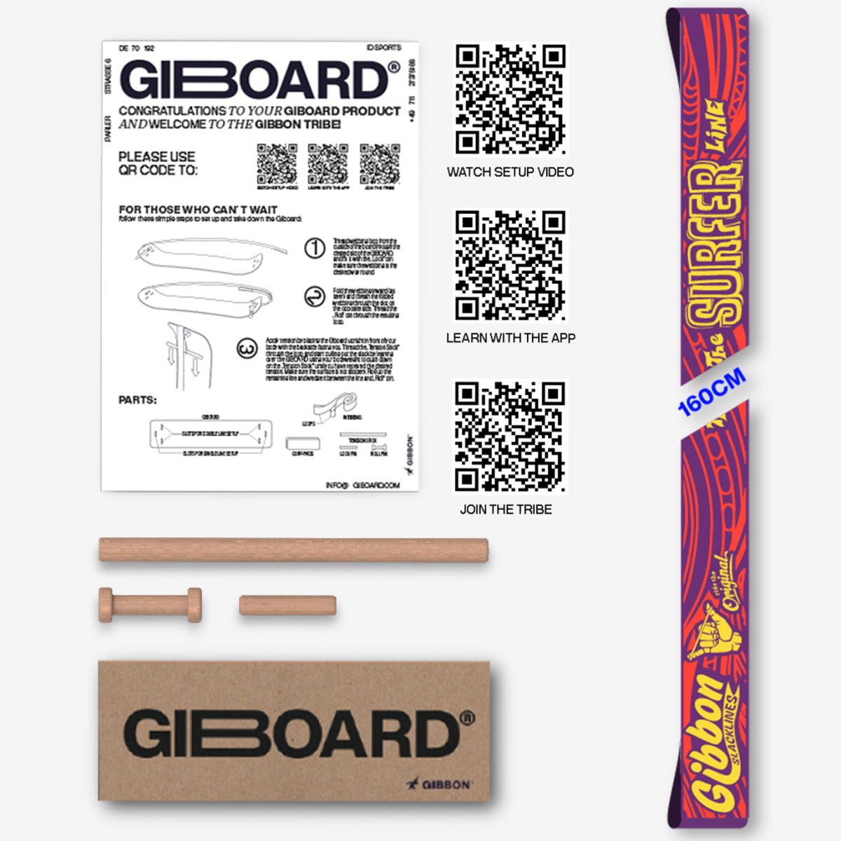 Webbing set - Surferline incl. Corq Pads - Gibbon Slacklines